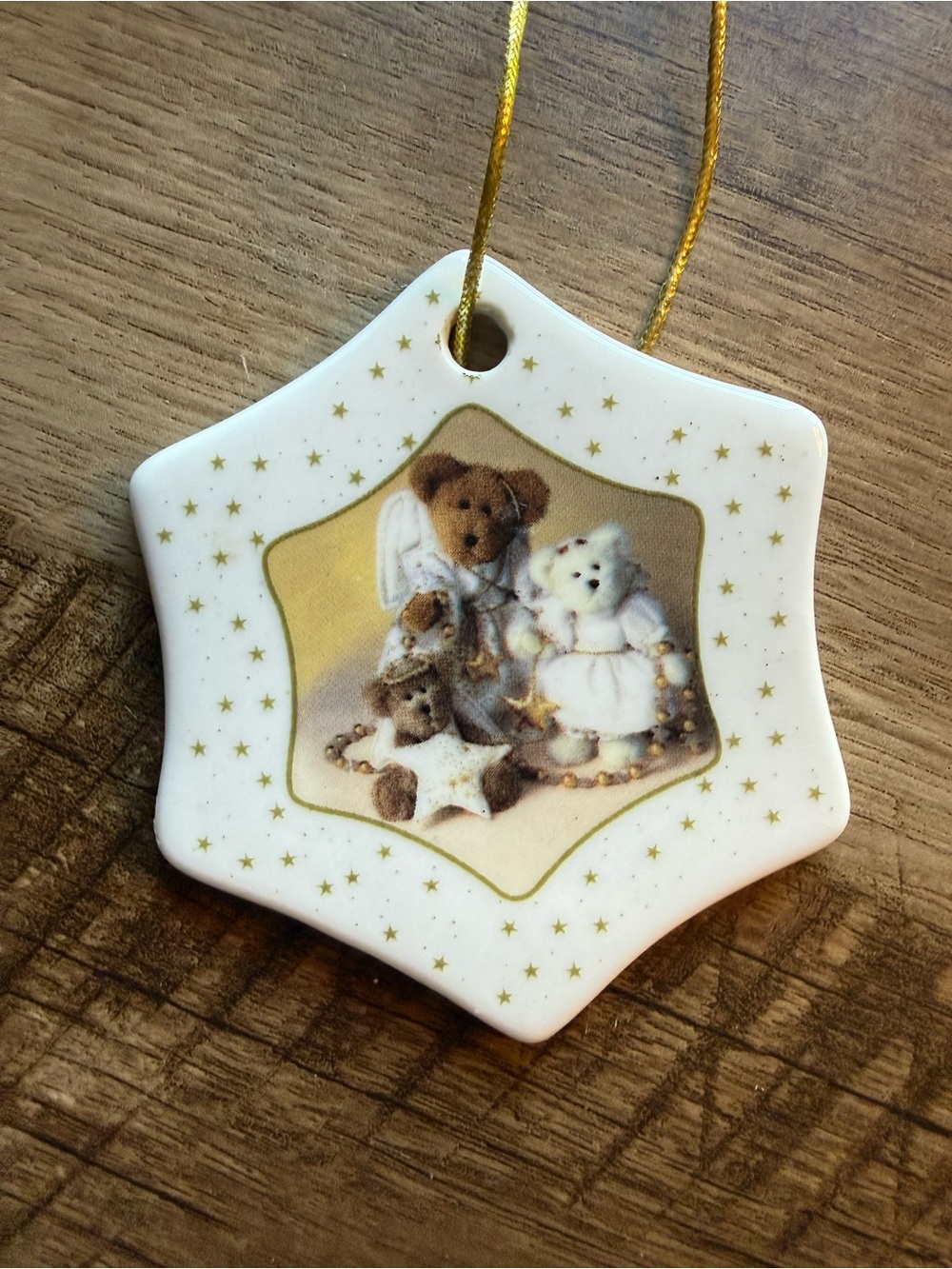 Boyd's Bears Ceramic Angel Bears Christmas Ornament Vintage 2003 Collectible